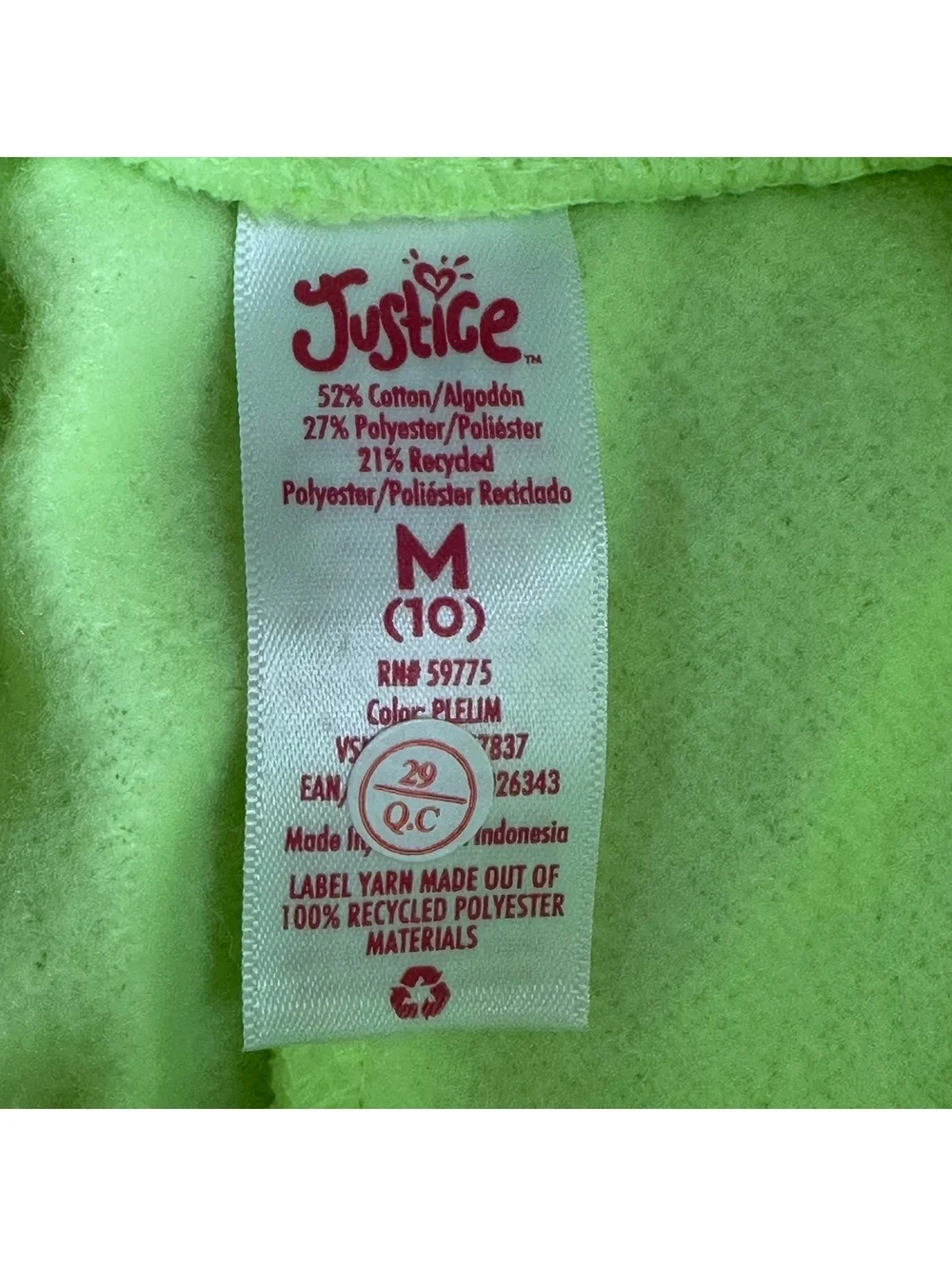 Justice Girls' Neon Green Positive Thoughts Jogger Pants Size M (10)